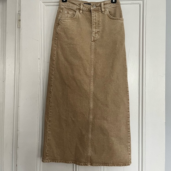 NWT Maje high-waist denim maxi skirt marron - Picture 5 of 7